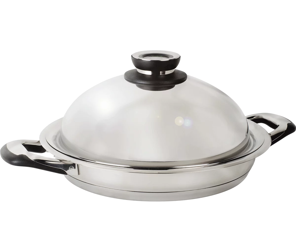 poele grill inox couvercle dome
