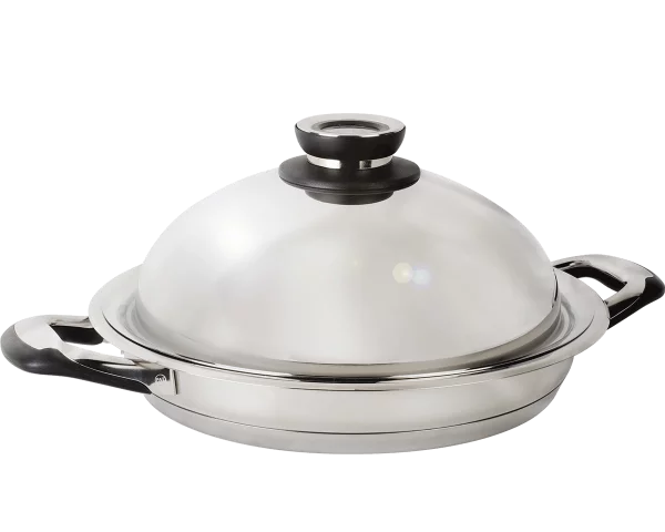 poele grill inox couvercle dome