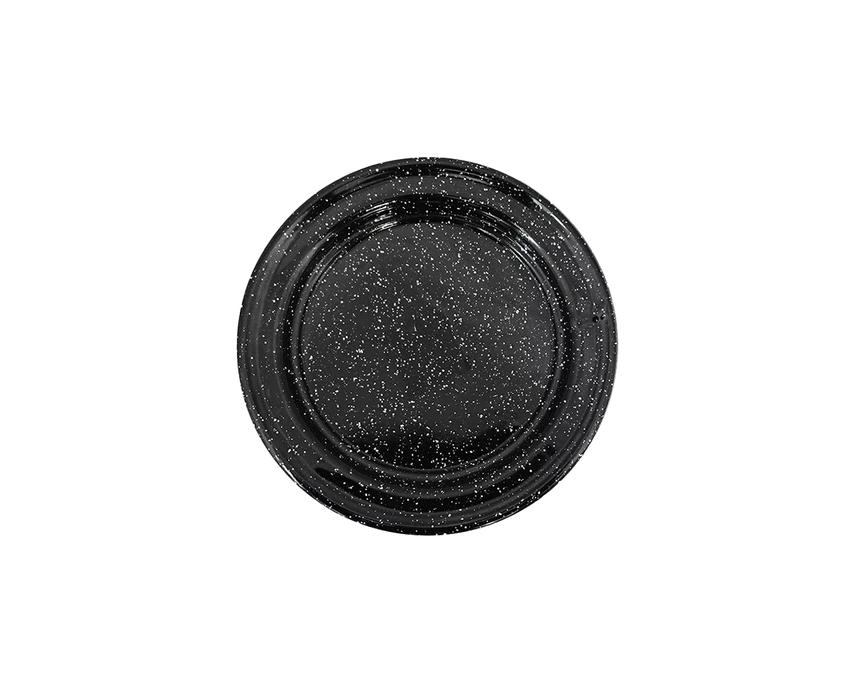 Assiette en métal émaillé - noire - 22cm