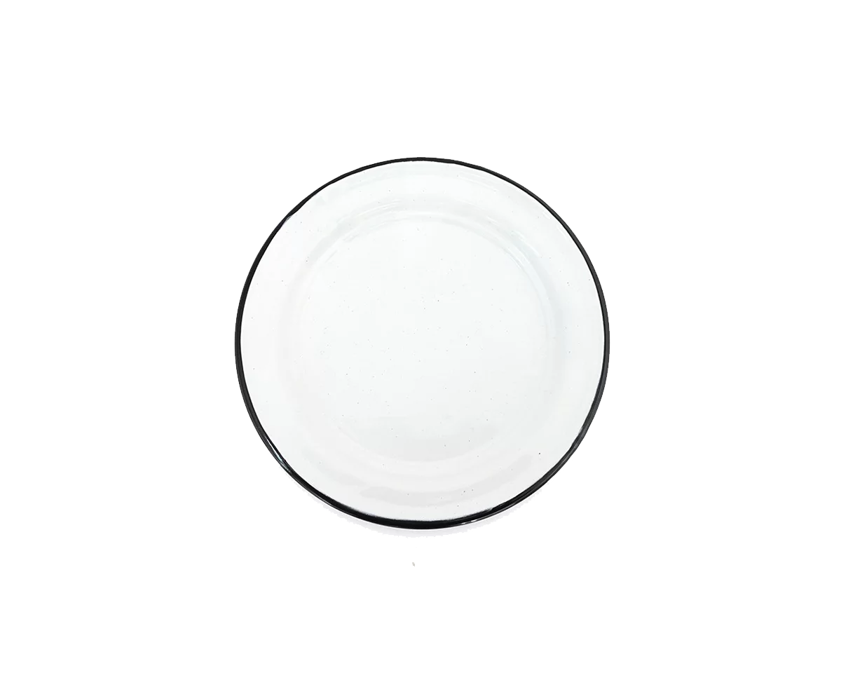 Assiette en métal émaillé - blanche - 22cm