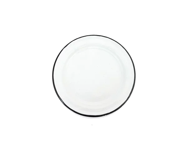 Assiette en métal émaillé - blanche - 22cm