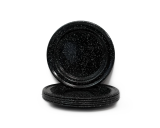 Lot 6 assiettes métal émaillé - noir - 22cm