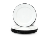 Lot 6 assiettes métal émaillé - blanc - 27cm