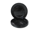 Lot 6 assiettes métal émaillé - noir - 27cm