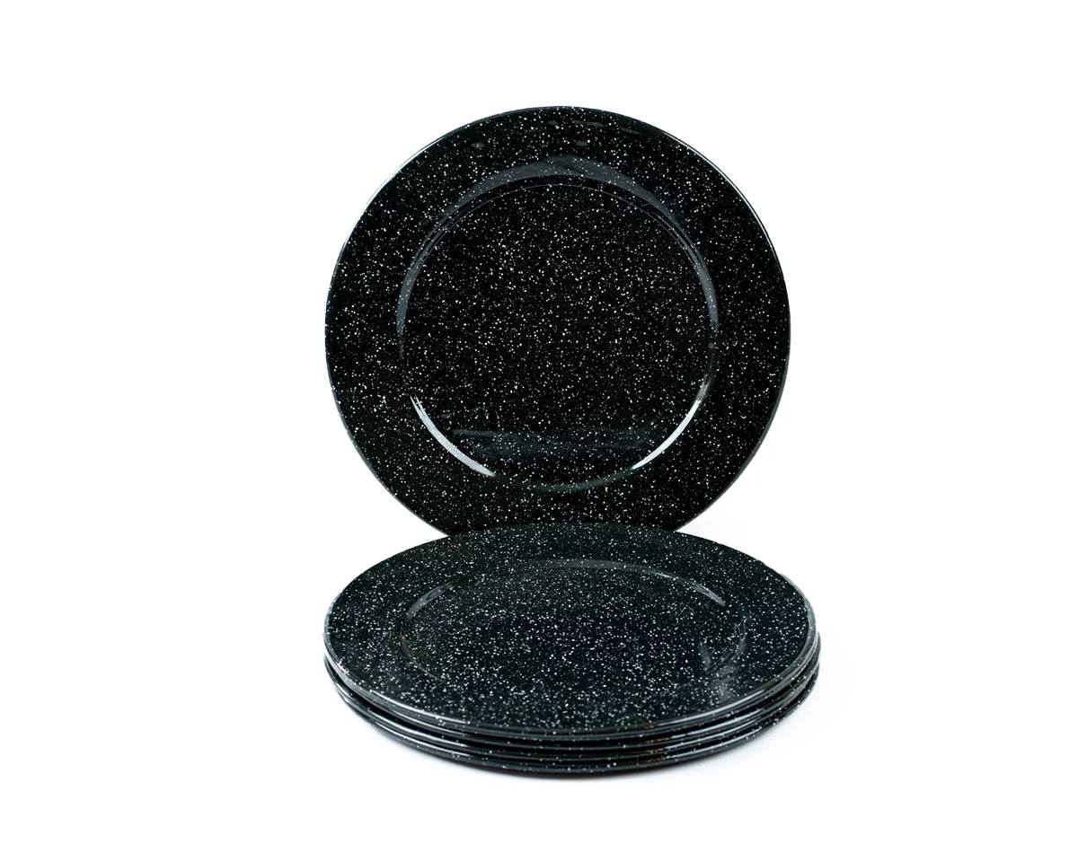 Lot de 6 Grandes assiettes en métal émaillé
