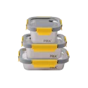 Lot de 3 boites alimentaires inox MetalShock - 600ml + 800ml + 820ml - PIKA