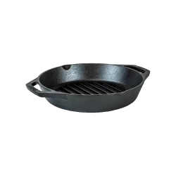 Poêle à Griller En Fonte Avec Manche Bois – 24 Cm, Pour Camping, Induction, Feux Directs – Polyvalente