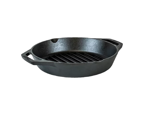 Poêle grill ronde en fonte naturelle brute 30cm - LODGE