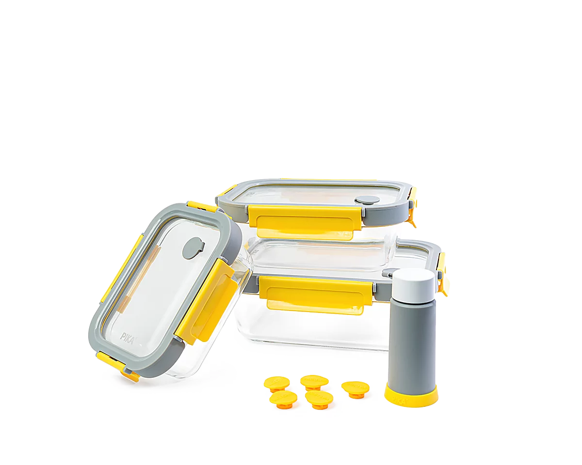 Pack mise sous vide 3 boites en verre GlassShock + pompe manuelle + valves - PIKA