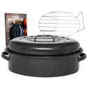 Cocotte Roaster + grille inox + livre de recette - Grand format - Graniteware