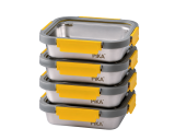 Lot de 4 Boîtes Alimentaires Inox 820ml