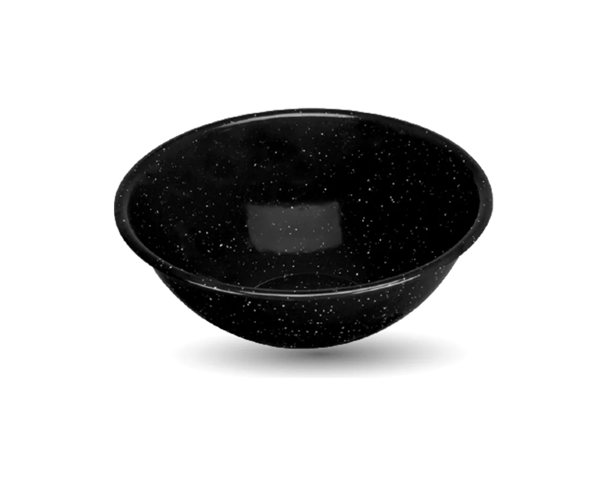 Grand bol pour soupe en acier émaillé - noir - 18cm