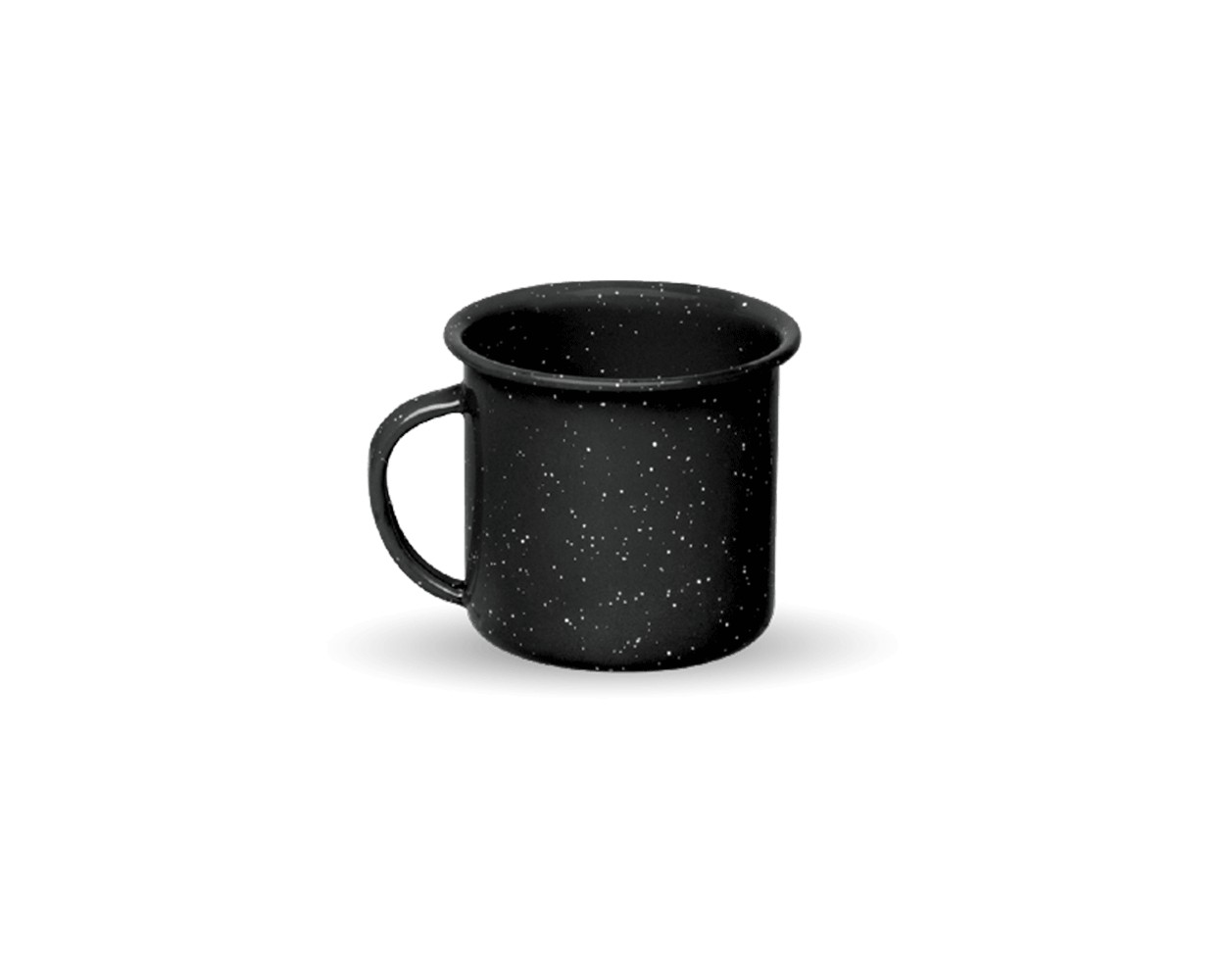Tasse Émaillée Vintage Camping – Granit Noir Et Blanc Moucheté – Métal