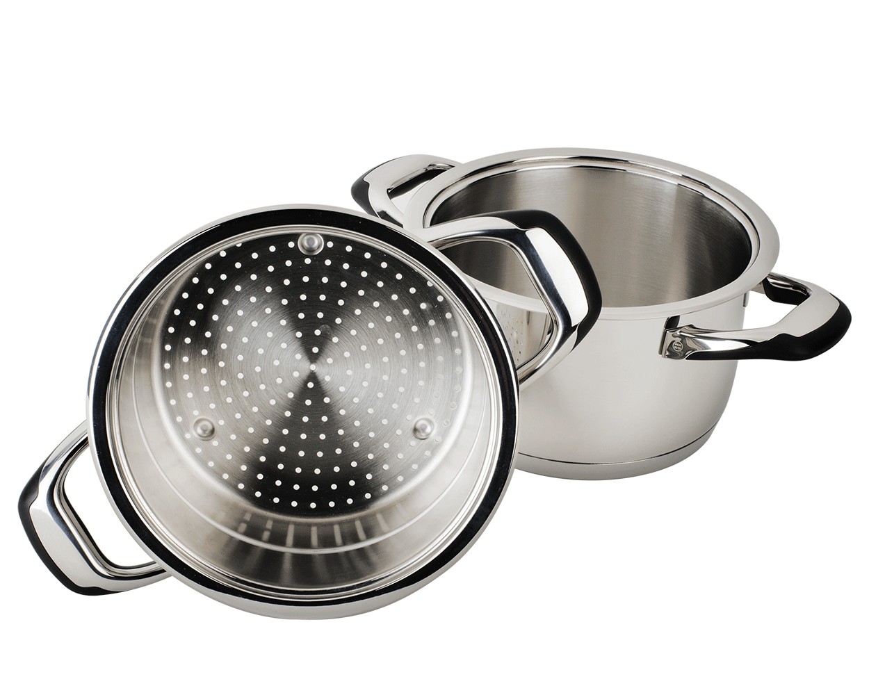 Cuiseur Vapeur En Acier Inoxydable 16, 29, 22 Cm - 3 Pièces - Cuiseur Vapeur Pour Légumes - Avec Insert Vapeur Et Deux Poignées Empilables - Convient Pour Toutes Les Poêles D'un Diamètre Intérieur De