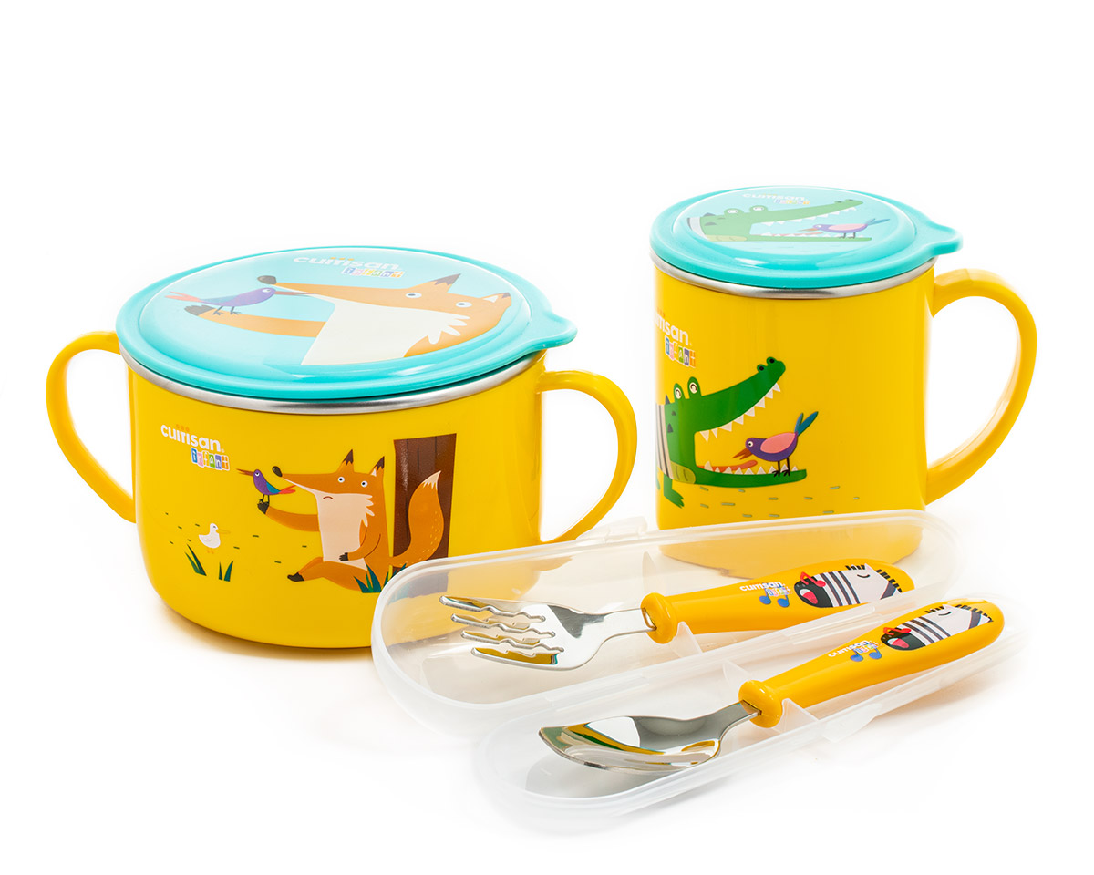 Set De Table Pour Enfants 5 Pièces Super Mario - Assiette, Bol, Verre 260ml Et Couverts - Sans BPA