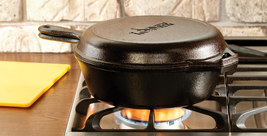 Poêle sauteuse 2 en 1 en fonte naturelle 3 litres LODGE