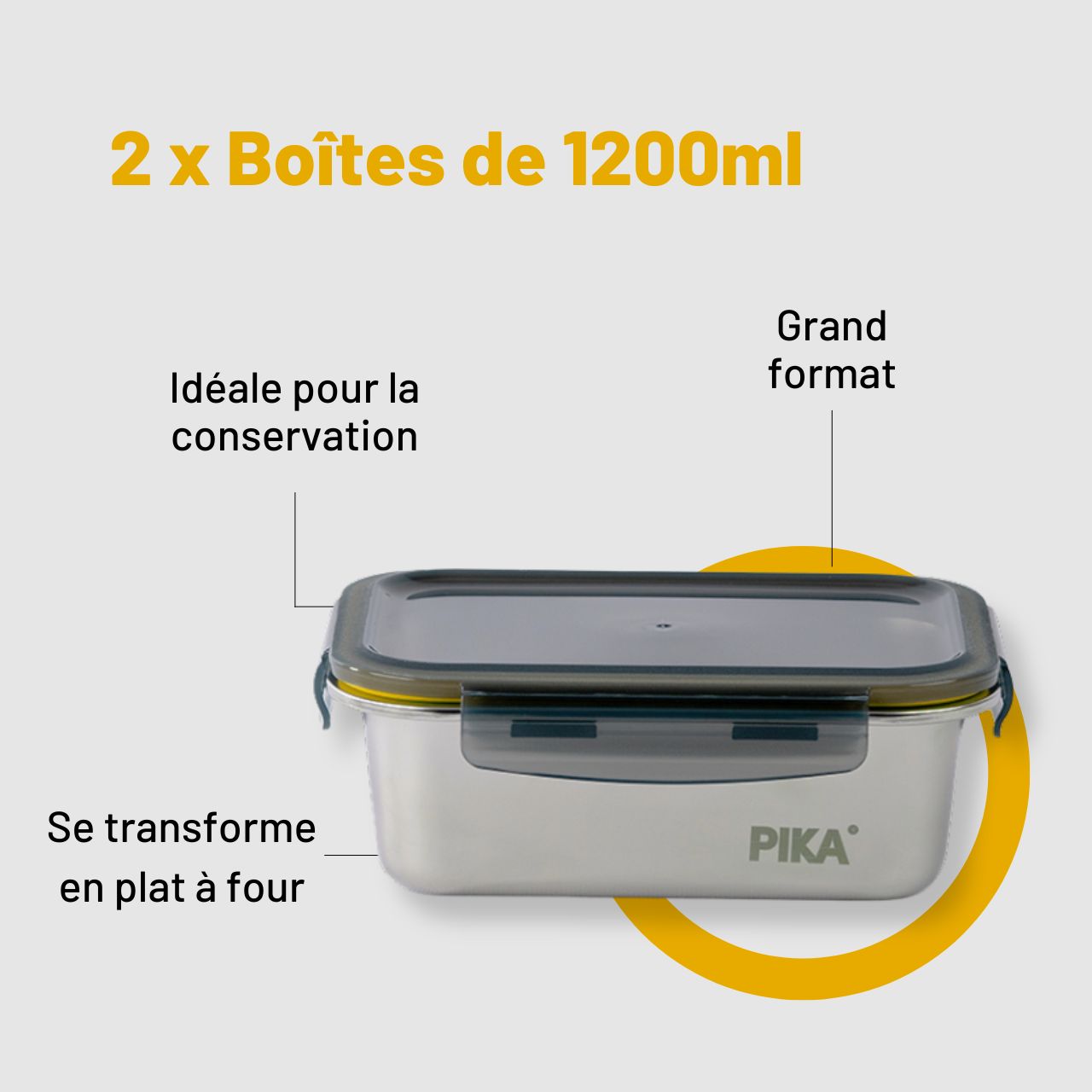 boite conservation inox 1200ml pika