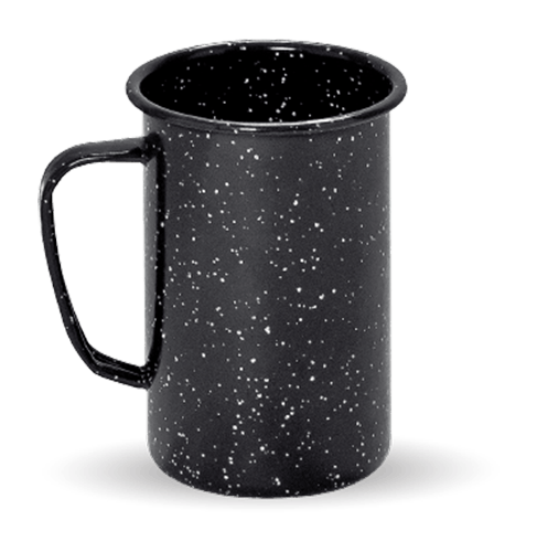 Tasse vintage émaillée 350ml avec rebord noir à personnaliser 2 cotés