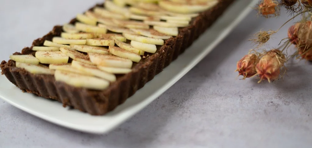Tarte poire chocolat crue